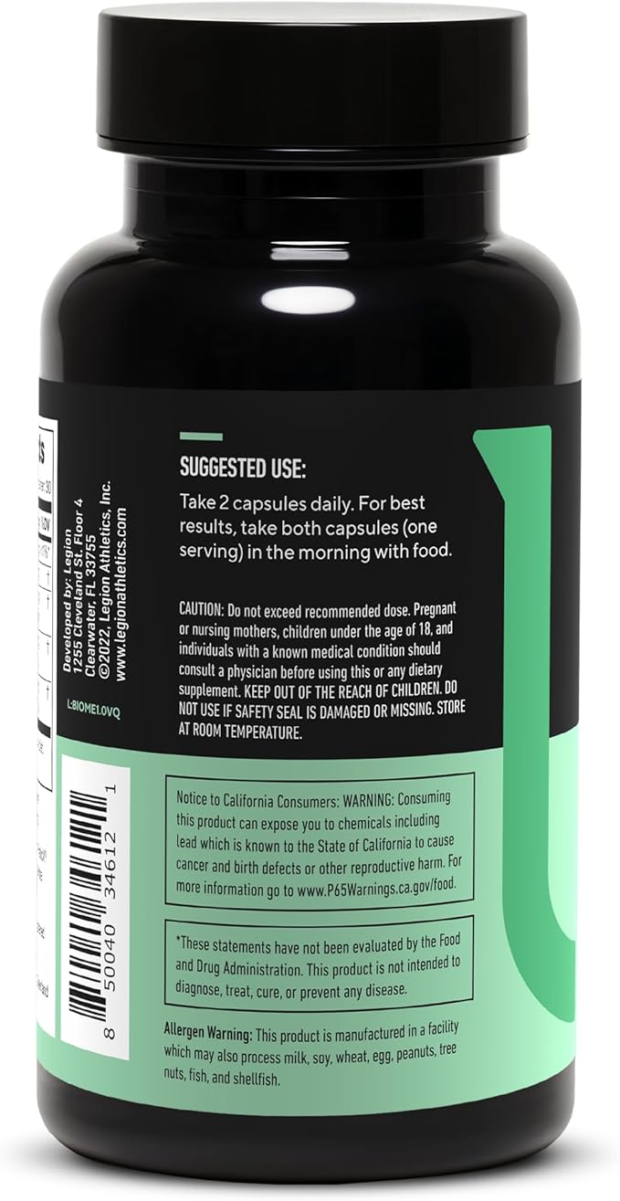 LEGION Biome Probiotic - Natural Probiotics Gut Health Supplement for Women & Men - Probiotic Nutritional Supplements Help Reduce Bloating, Cramping & Gas - Colon Health Probiotic Pills, 30 Servings