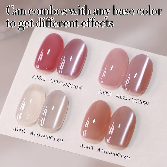 Double Rhythm 0.5 OZ Cat Eye Gel Polish with Magnet 15ML Holographic Glitter Shimmer Translucent Jelly Color Magnetic Nail Polish Salon DIY at Home (Clear Silver-B-MC1099)