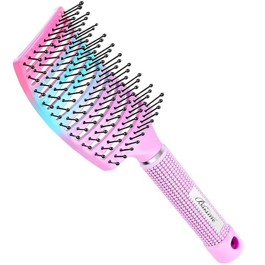 Hair Brush, Curved Vented Brush Faster Blow Drying, Paddle Detangling Hair Brushes for Women Men, Professional Curved Vent Styling Brush for Wet Dry Curly Thick Straight Hair