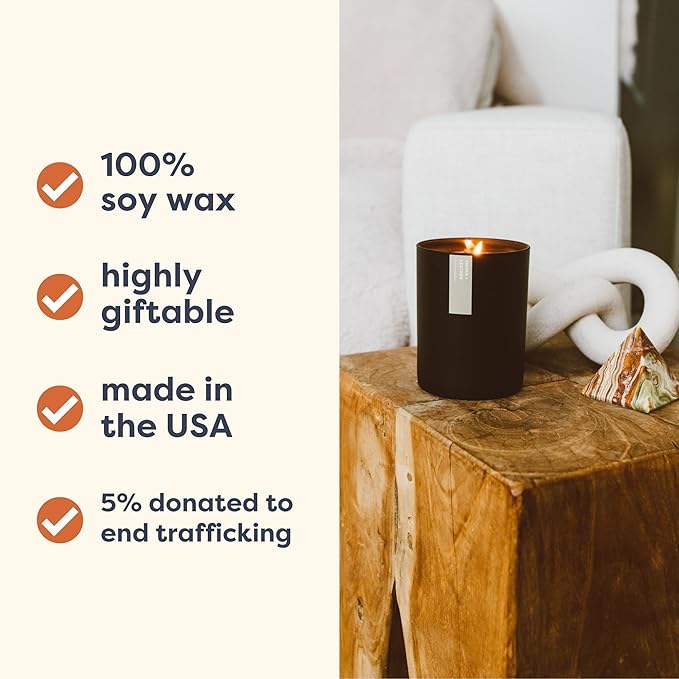 Calyan Wax Co. Soy Wax Candle, Desert + Agave Scented Candle, 75 Hour Burn Time, Aromatherapy Soy Candles, Non Toxic & Vegan Soy Wax, Black Tumbler Scented Candles, 13oz