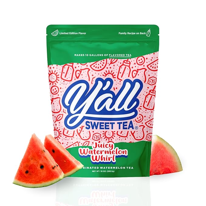 Y'all Sweet Tea - Watermelon Flavored Iced Tea Bags One Gallon Size in 10 Gallons Per Pack Quick Brew Southern Ice Tea with Juicy Watermelon Flavor | As Seen on Shark Tank (Caffeinated)