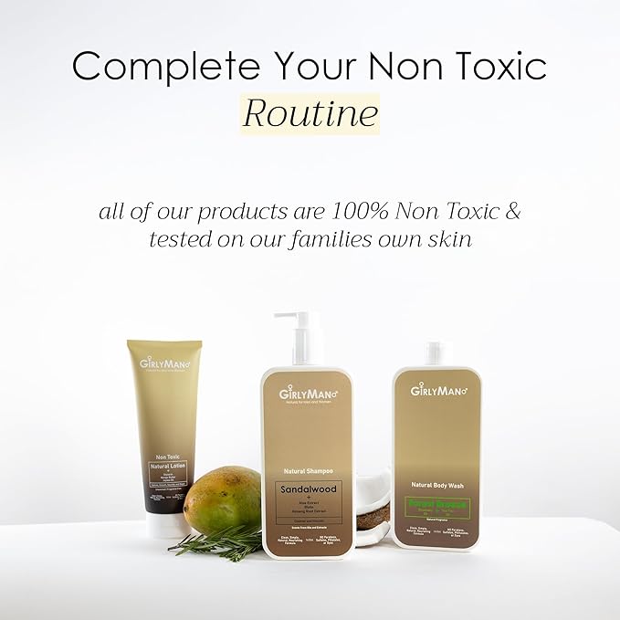 GirlyMan Natural Non Toxic Shampoo-Made with Olive Oil, Argan Oil, & Biotin, No Artificial Fragrance, Nourishing Ingredients, For All Hair Types, Family Owned (Lavender)