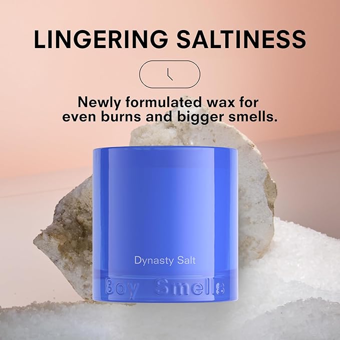 Boy Smells Dynasty Salt Cotton Candle - 8.5 oz Luxury Candle with Pink Pepper, Cotton Accord, and Musk - Cotton Wick - Up to 50-Hour Burn - Cotton Wick