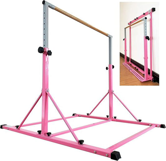 Gymnastic Bar for Kid and Teenage Ages 3-25, 5 FT / 6 FT Base Length, 5 FT / 6 FT Height, Gymnastic Kip Bar Horizontal Bar for Gymnast, Gymnastic Training Equipment for Home and Club Use