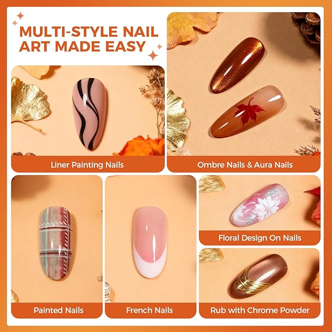 6 Colors Pat Painting Gel Polish Kit for Nails, Ombre Gradient Fall Winter Gel Nail Polish with 30PCS Sponge Applicators & Grabbing Pen ,Nail Art for DIY French Manicure at Home