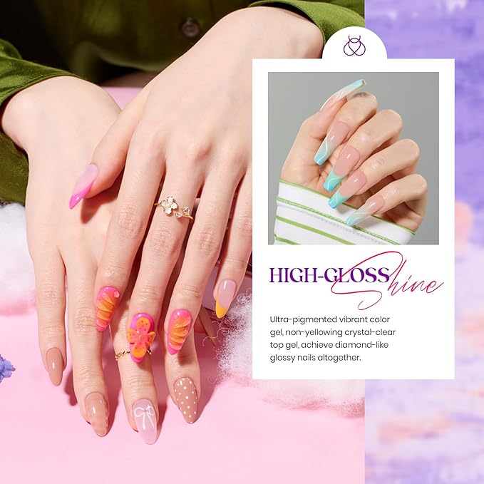 beetles Gel Polish Winter Gel Nail Polish Set Purple Orange Red Brown Black White Blue Nude Green 32 Colors All Seasons Kit with Base Top Coat UV LED Needed Gifts for Women Fingertips Canvas