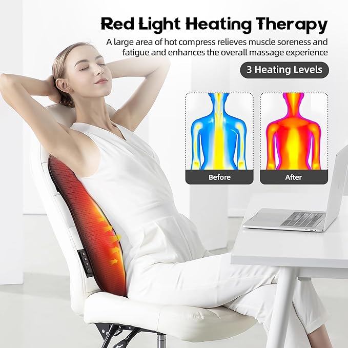 Walking Full Back Massager with Heat,Rechargeable Cordless Back Massager for Pain Relief Deep Tissue,4D Kneading Massage for Shoulders, Neck,for Home Office Car Use,Men's and Women's Gifts