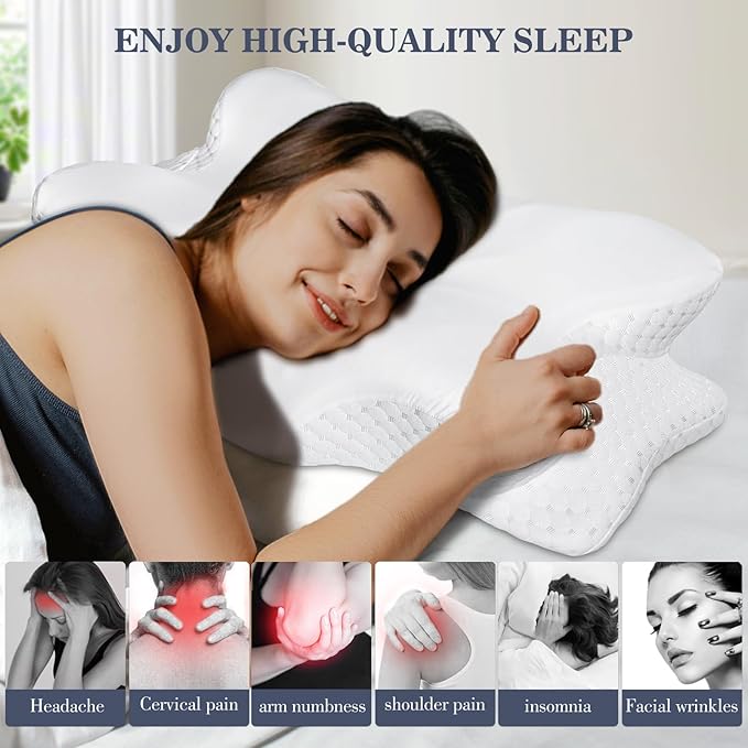 CCidea Ergonomic Contour Memory Foam Pillow for Side Sleepers, Breathable Cervical Support Pillow with Removable Cover