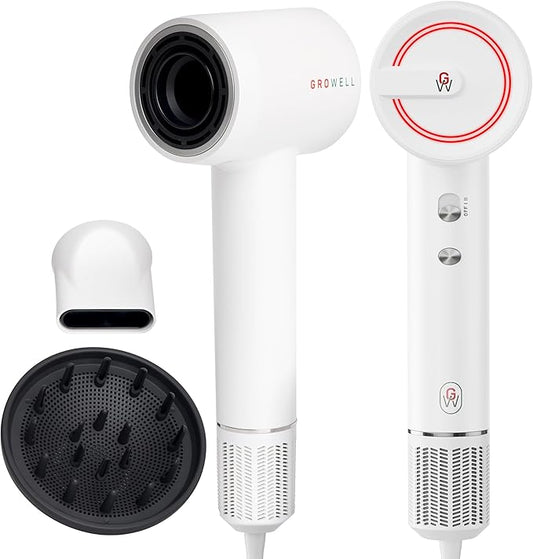 Ionic Hair Dryer with Diffuser for Curly Hair, Wavy Professional High-Speed Brushless Blow Dryer for Fast Dry, Low Noise, Lightweight, Compact Hair-Dryer Travel
