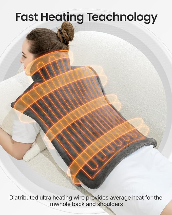 RENPHO Electric Heating Pad for Back Pain Relief, Birthday Christmas Gifts for Women Men Mom Dad Elderly, FSA Eligible Items Only List, Large Heat Pad for Neck Shoulders, 24"x33", ETL Certified, Gray
