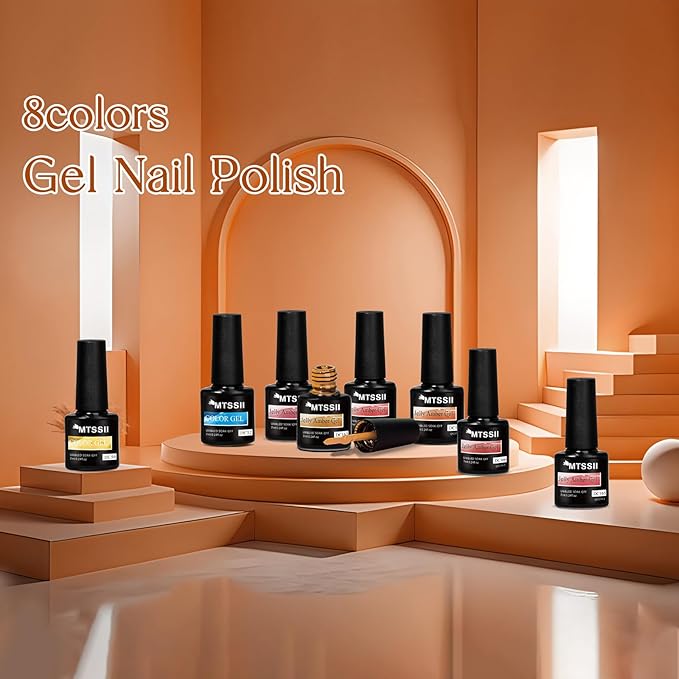 MTSSII Jelly Gel Nail Polish of 8 Transparent Burgundy Wine Red Gel Polish Set Crystal Hot Pink Brown Amber Nail Polish Kit Nail Art Varnish Manicure Collection Gift