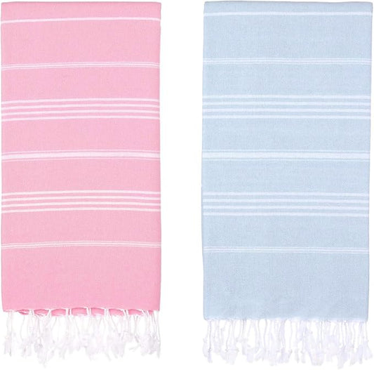Oversized Turkish Beach Towel 38’’x71’’ - Set of 2 | 100% Turkish Cotton Lightweight Sand Free Quick Dry Pool Towels | Extra Large Bath Towels for Adults Beach Blanket Essentials