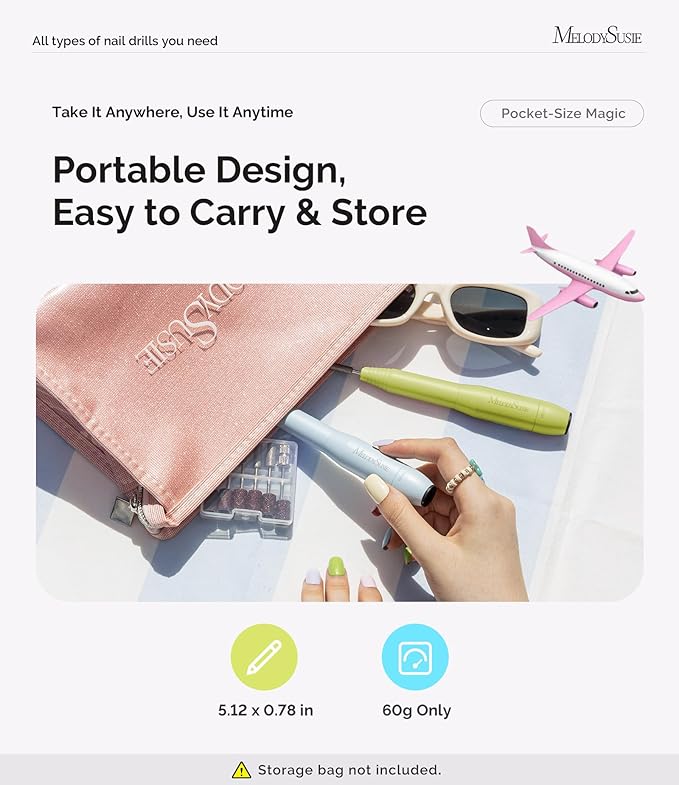 MelodySusie Pen-Shaped Portable USB Nail Drill, PC120I 20000RPM Electric Nail File with Compact Design for All Nail Care, Manicure Polishing, Shaping & Gel Removal at Home for Beginners