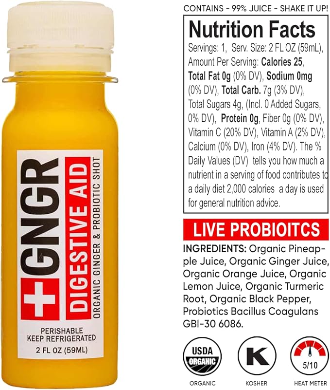 +GNGR Immunity Sampler Organic Ginger Wellness Shots - Premium Ginger Shots for All Natural Digestive Support and Immune Support, Digestive Aid, Gut Cleanse and Detox (2 Oz, Pack of 12)