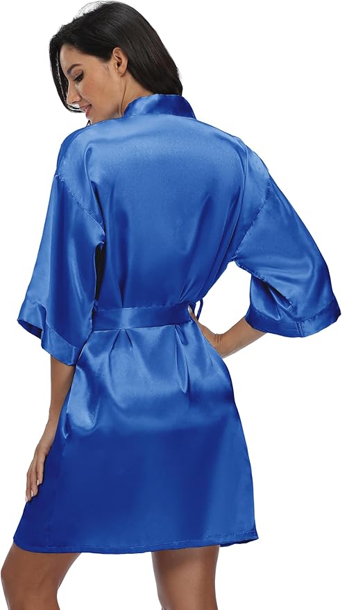 Women's Pure Short Silky Robes Bridesmaid Bride Party Satin Robes Sleepwear