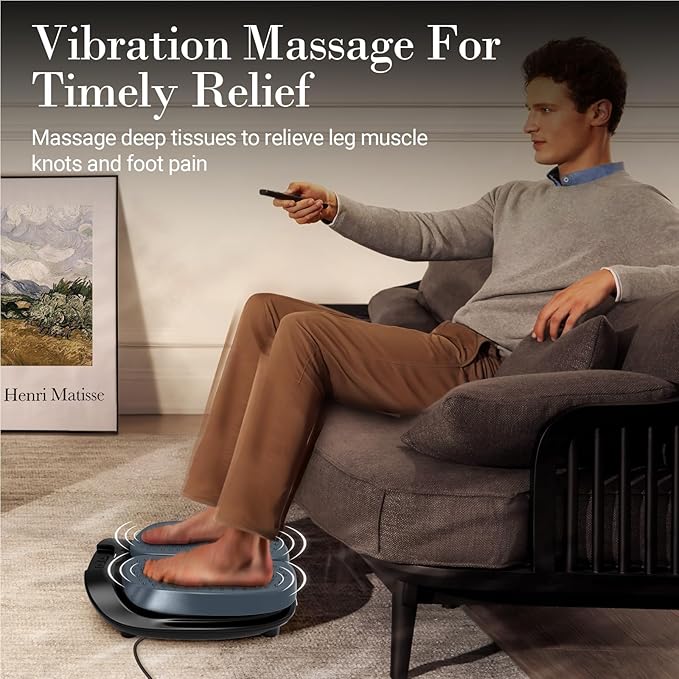 Foot Massager for Neuropathy, FSA Eligible HSA Adjustable Vibration Foot Massager with Heat & Remote Control, Electric Feet Massager for Legs Circulation, Plantar Fasciitis Pain, Stress Relief