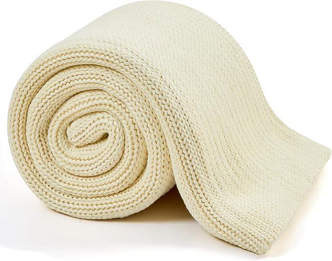 L'AGRATY Knitted Weighted Blanket - 50"x60", 10lbs Cooling Chunky Knit, Braided Crochet Throw with Thick Cable Yarn, Machine Washable