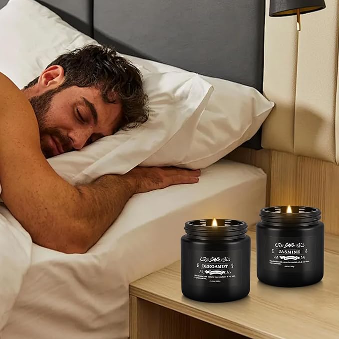 Christmas Scented Candle Set 12 Pack,Black, Candle for Home Scented, Odor Eliminating, Stress Relief, Long Lasting Soy Wax Gift Set