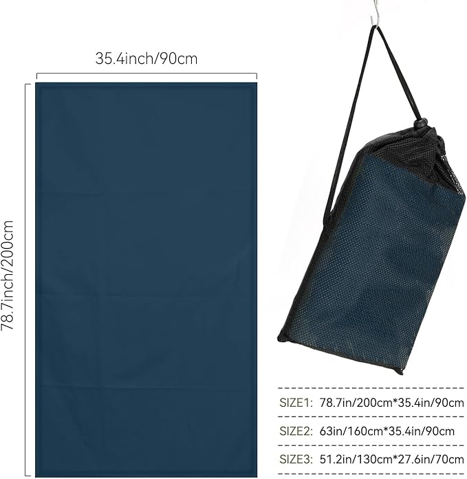 Microfiber Beach Towel-Perfect for Travel, Sports, Camping, Swimming, Yoga, Gym- Quick Dry, Sand Free, Compact, Lightweight, Absorbent (Navy Blue,Small(101x50cm, 40x20”))