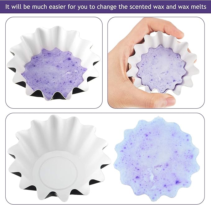 Boao Wax Melt Liners Reusable Wax Warmer Containers Leakproof Cups for Scented Candle, Paper Holders for Electric Pluggable Melter and Burner(White,50 Pieces)