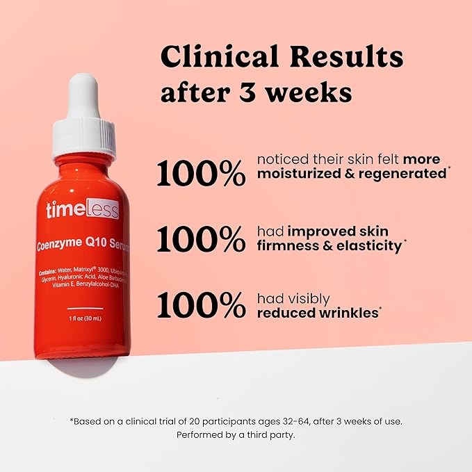 Timeless Skin Care Coenzyme Q10 Serum - Skin Care Serum for Smoothing - Fragrance-Free - Coenzyme Q10 - with Hyaluronic Acid - 1 oz (Pack of 2)