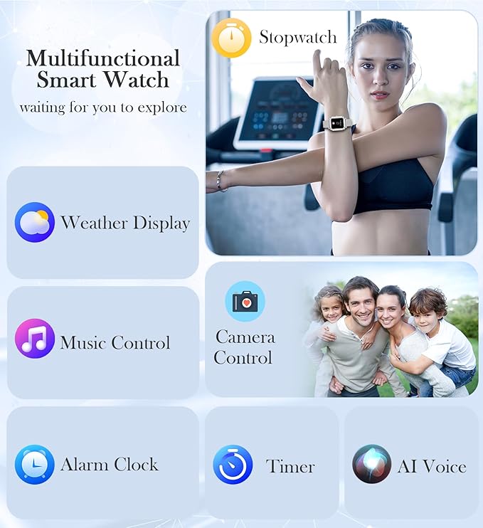 1.6'' Touch Screen Smart Watch for Women (Answer/Make Call), Activity Trackers and Smartwatches with Waterproof Heart Rate Sleep Monitor 100+ Sports Pedometer AI Voice,Fitness Watch for iPhone Android