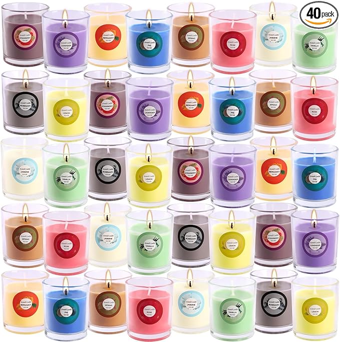 40pack Scented Candles Gift,Natural Soy Wax Jar Candles,Small Portable Tin Candles Set for Mom,Women,Teachers, Colleagues and Friends,2 OZ
