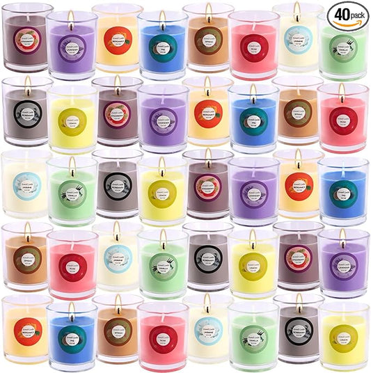 40pack Scented Candles Gift,Natural Soy Wax Jar Candles,Small Portable Tin Candles Set for Mom,Women,Teachers, Colleagues and Friends,2 OZ