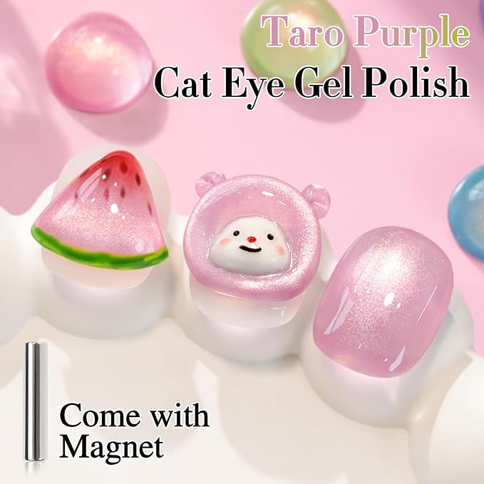 Double Rhythm 0.5 OZ Cat Eye Gel Polish with Magnet 15ML Holographic Glitter Shimmer Translucent Jelly Color Magnetic Nail Polish Salon DIY at Home (Light Purple-MC1209)