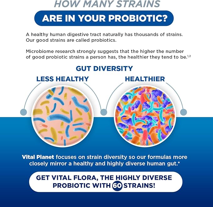 Vital Planet - Vital Flora Probiotics for Women 60 Billion CFU, Diverse Strains, Daily Shelf Stable Probiotic with Organic Prebiotics, for Vaginal Support, Immune and Digestive Health 60 Capsules