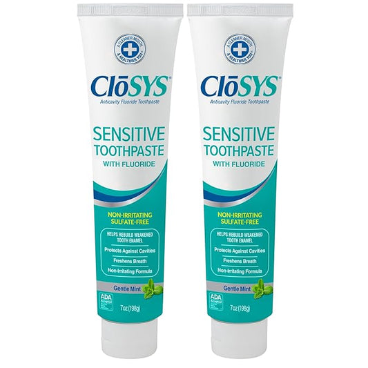 CloSYS Fluoride Toothpaste, 7 Ounce (Pack of 2) Gentle Mint, Whitening, Enamel Protection, Sulfate Free