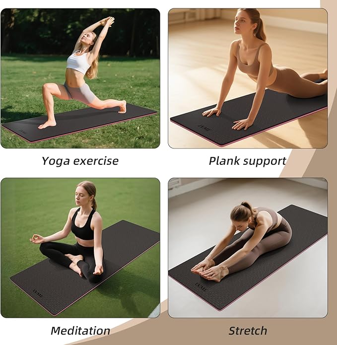 Yoga Mat Non Slip, Anti-Tear 1/4 Thick TPE Yoga Mats for Women and Men, a stylish and practical dual-tone yoga mat.72"x24" Exercise & Fitness Mat with Carrying Strap, Workout Mats for Yoga, Pilates and Floor Exercise