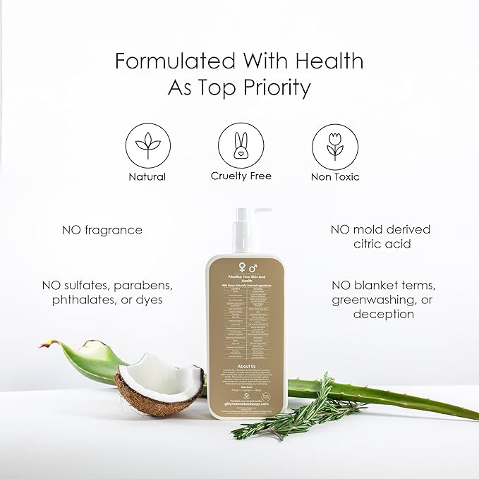 GirlyMan Natural Non Toxic Shampoo-Made with Olive Oil, Argan Oil, & Biotin, No Artificial Fragrance, Nourishing Ingredients, For All Hair Types, Family Owned (Unscented)