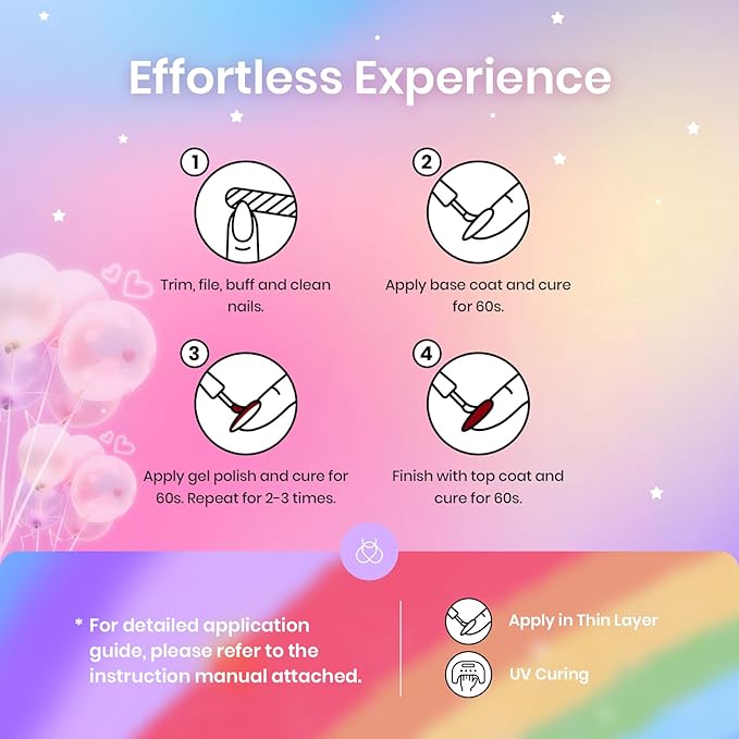 Beetles Rainbow Gel Polish Set, 20 Colors Glitter Pink Red Green Blue Bright Rainbow Collection Colorful Gel Polish Nails Sparkle Gel Base Glossy & Matte Top Coat UV Gel Gift for Women & Girls