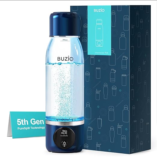 Hydrogen Water Bottle, BUZIO 3800ppb Hydrogen Water Bottles Generator Machine with Gen5 SPE/PEM Technology, Portable Athletic Performance Alkaline Water Bottle, with Dupont Membrane, OLED Display