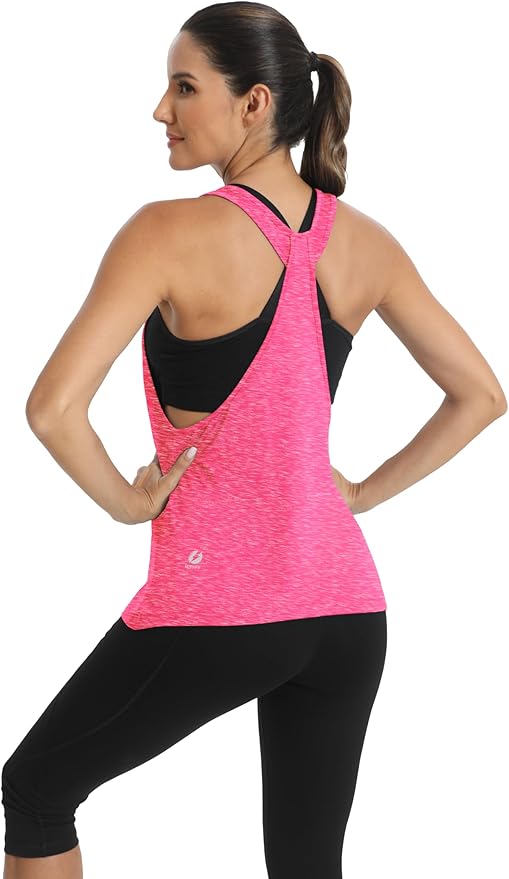 ICTIVE Workout Tops for Women Sleeveless Open Back Muscle Racerback Exercise Tank Shirts