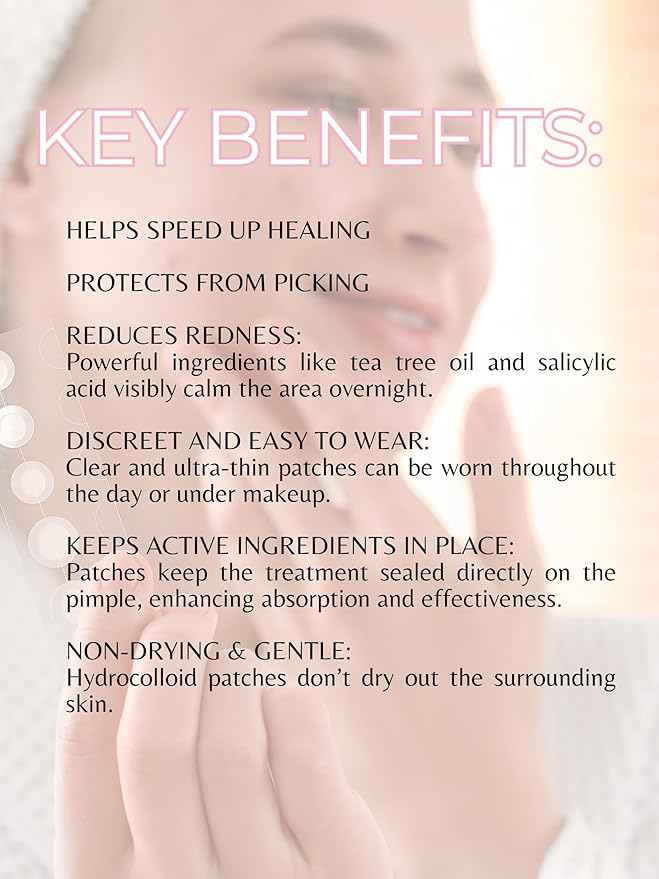 Pimple Patches- Advanced Acne Treatment For Zits and Blemishes. Hydrocolloid Spot Treatment with Salicylic Acid & Tea Tree Oil- Pimple Patch for Face- 72 ct