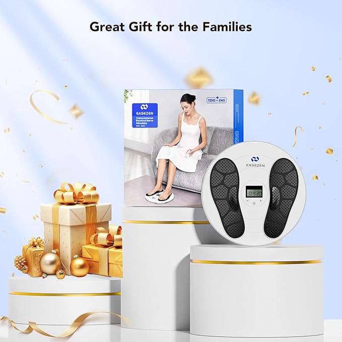 Foot Massager for Neuropathy, TENS & EMS Foot Circulation Stimulator for Pain Relief, 10 Modes and 20 Intensities, Relieve Swelling, Cramps, RLS & Plantar Fasciitis - Gifts for Mom Dad