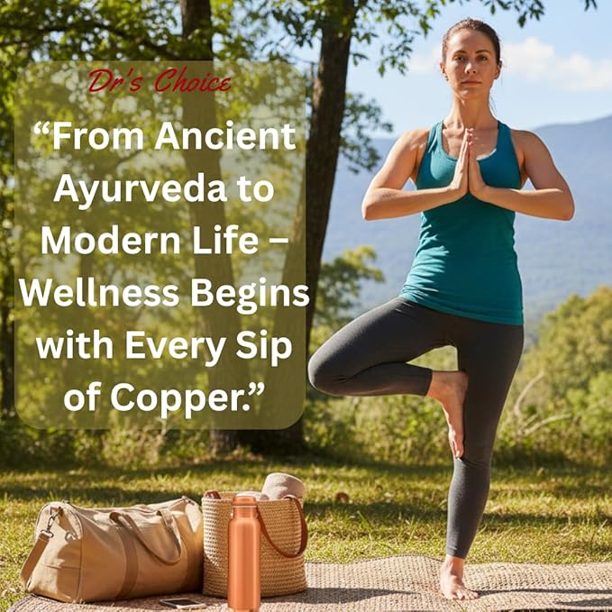 Dr's Choice; By Copperking Copper Water Bottle for Drinking 32 Oz | Ayurvedic-Inspired, Hammered Design, Eco-Friendly, Men and Women For Yoga & Fitness Use (Plain)