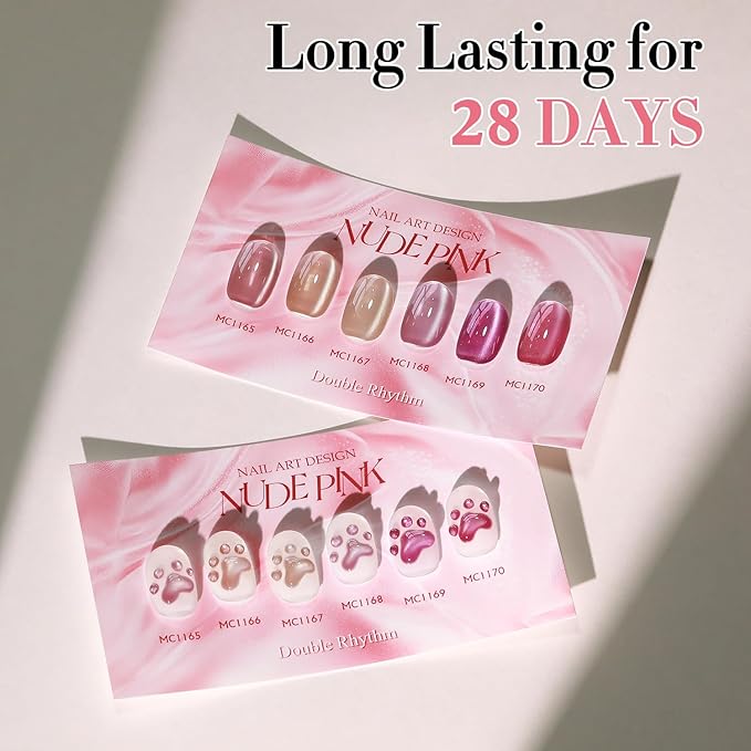 Double Rhythm 6 Colors Cat Eye Gel Polish Set Shimmer Glitter with Magnet Holographic Reflective Magnetic UV Nail Art Kit (6-Kit-49)