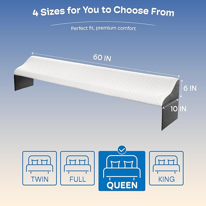 Queen Size Wedge Pillow Headboard for Bed Gap Filler, Bed Wedge Pillow for Headboard Gap (0-8") Ergonomic Mattress Wedge Gap Filler for Stop Pillows, Phones & Items Falling Down(60"X10"X6")