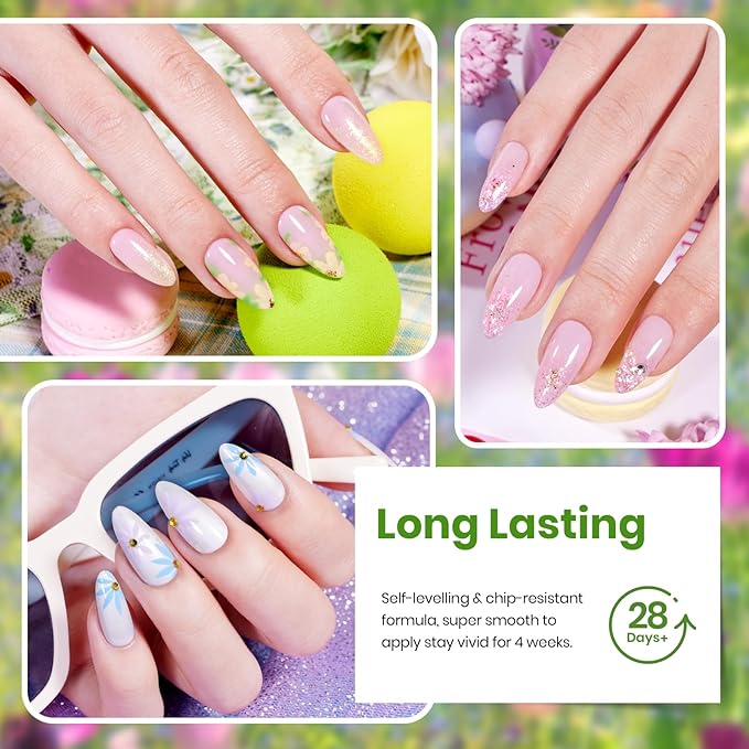 beetles Gel Nail Polish Set 20 Colors Pastel Gel Polish with Glossy&Matte Top Coat Base Coat, Pink Purple Blue Green White Trendy Color Glitter Uv Embrace Nature Gift for Women & Girls