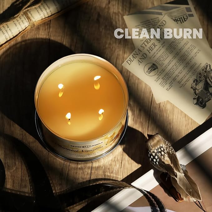 Whipped Vanilla Cake Scented Candles, 18oz Soy Candles Non Toxic 4-Wick Large Candle Jars, Over 50 Hours of Burning Time, Ideal for Gifting, Events, Home Decor