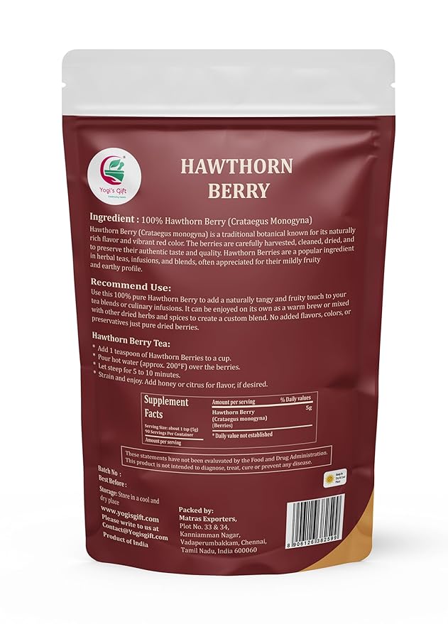 Hawthorn Berries 1 lb – Dried Whole hawthorne Tea berry, Fruity Flavor – 100% Natural & Pure – By Yogi’s Gift®