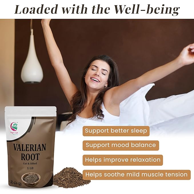 Valerian Root 1 LB, Cut & Sifted, 100% Natural & Pure, for Tea & Herbal Blends, Naturally Strong Aroma, Resealable Bag for Freshness - By Yogi’s Gift®