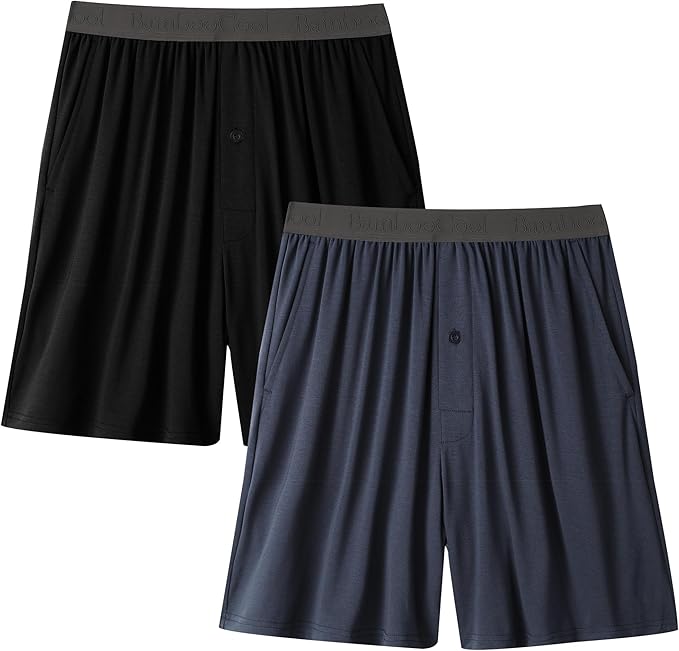 Men's Pajama bottoms Lounge Sleep Shorts Soft Comfortable Breathable Pajamas Shorts with Pockets 2 Pack