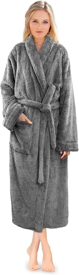 PAVILIA Premium Womens Plush Soft Robe Fluffy, Warm, Fleece Sherpa Shaggy Bathrobe