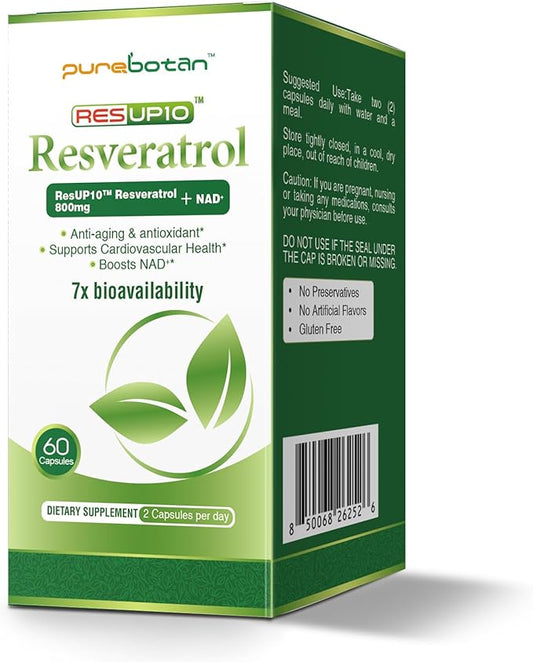 500mg Liposomal NAD+ Supplement, 800mg ResUP10 Resveratrol Complex, Support Aging Health & Cellular Energy, Cardiovascular Supplements,Antioxidant Formula for Men & Women, 30 Servings