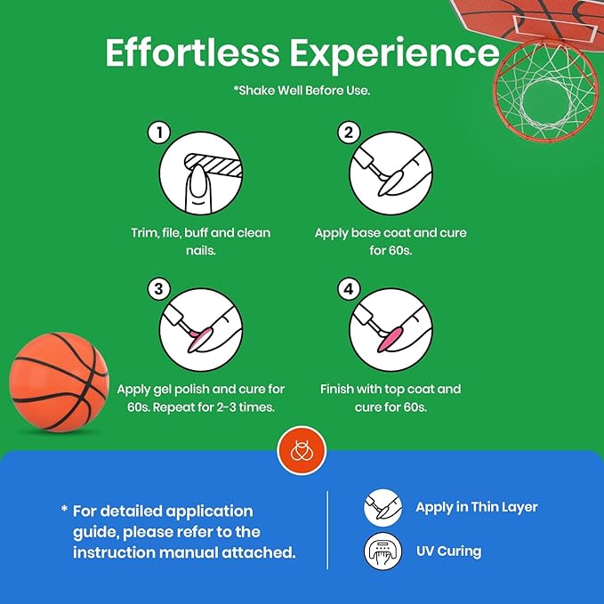 beetles Gel Polish Set, 20 Color Pink Yellow Green Red Blue Gel Nail Polish Blokecore Collection with Sports Nail Charms Base Top Coat and Double-ended Brush DIY Home Rainbow Nails