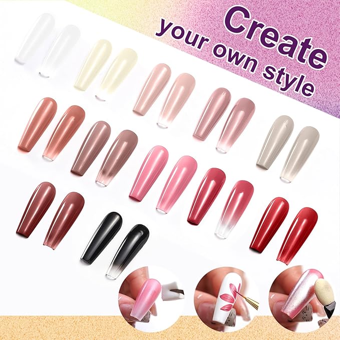 Gradient Painting Gel, 12 Colors Ombre Gel Nail Polish for Pigmented Pat Painting Gel French Manicure No-wipe Soak of UV DIY Art Home Salon Palette Chiffon Hues